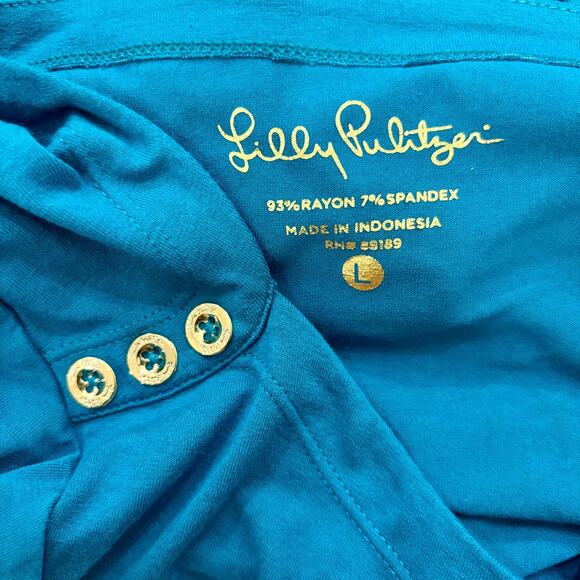 Lilly Pulitzer Size L Sophie Blue Stretchy Dress UPF 50 - Picture 3 of 6